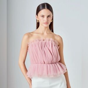 Endless Rose Strapless Tulle Peplum Top